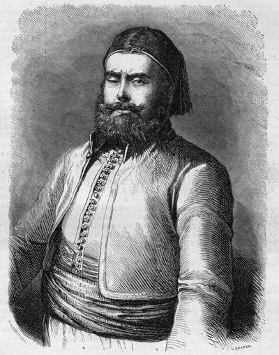 Portræt af Mohammed Said (1822-1863), vicekonge (Pasha) af Egypten under Det Osmanniske Rige. Indgravering i "" Le Monde Illustré"" nr. 303 af 31. januar af French School