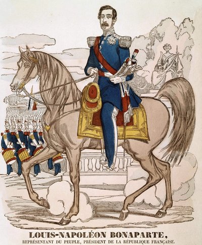 Portræt af Napoleon III - repræsentant for folket, præsident for den franske republik. (Charles Louis Napoleon Bonaparte) (1808 - 1873). Spinal billede. af French School