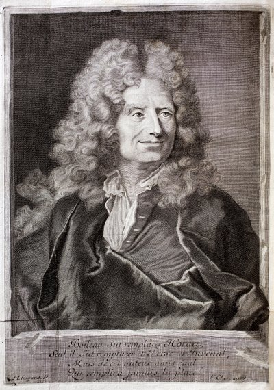 Portræt af Nicolas Boileau, også kendt som Boileau Despreaux (Boileau-Despreaux) (1636-1711) digter, forfatter. Gravering til illustration af M. Boileau Despreaux