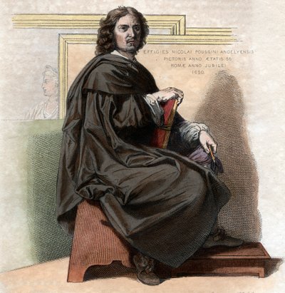 Portræt af Nicolas Poussin (1594-1665), fransk maler. af French School