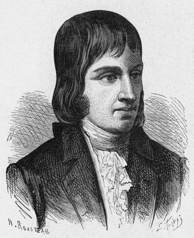 Portræt af Philippe Lebon (1769 - 1804), fransk ingeniør og kemiker (opfinder af gasbelysning) - i "" Album de la Science; berømte videnskabsmænd; Store opdagelser””” 1896. af French School