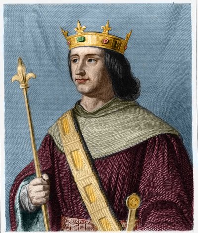 Portræt af Philippe VI de Valois (1294 - 1350), konge af Frankrig - i "" Histoire des Francais"" af Lavallee, gravering, sd. af French School