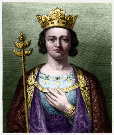 Portræt af Philippe V den Lange (1294 - 1322), konge af Frankrig - i "" Histoire des Francais"" af Lavallee, gravering, sd. af French School
