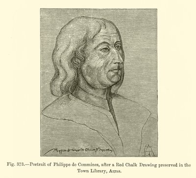 Portræt af Philippe de Commines, efter en tegning med rødkridt bevaret i Bybiblioteket, Arras (gravering) af French School
