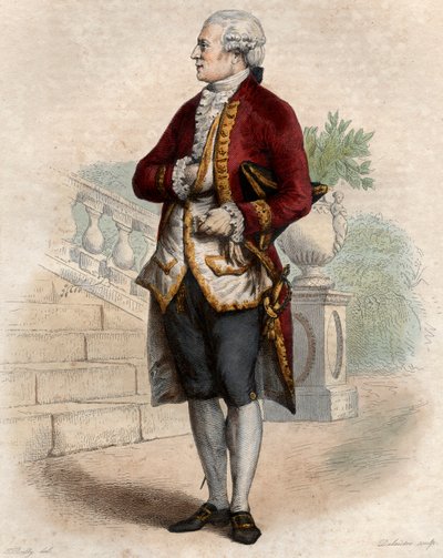 Portræt af Pierre Augustin Caron de Beaumarchais (1732-1799), fransk urmager, opfinder, musiker, diplomat og forfatter. af French School
