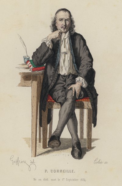 Portræt af Pierre Corneille, fransk dramatiker (farvet gravering) af French School