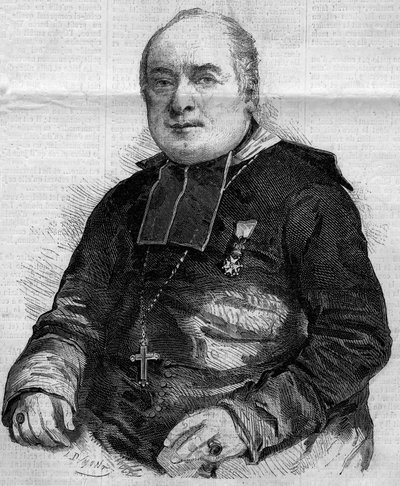 Portræt af Pierre Louis Coeur (1805-1860), biskop af Troyes. Indgravering i "" Le Monde Illustré"" nr. 184 af 20. oktober 1860. af French School