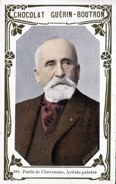 Portræt af Pierre Puvis de Chavannes, fransk maler (1824-1898). Vignet af Guérin - Boutron chokolade af French School