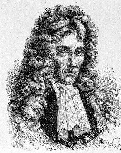 Portræt af Robert Boyle (1627 - 1691), irsk fysiker og kemiker - i "" Album of Science; berømte videnskabsmænd; Store opdagelser””” 1896. af French School