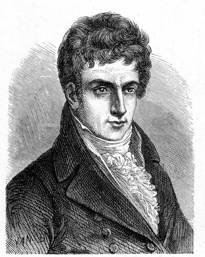 Portræt af Robert Fulton (1765 - 1815), amerikansk mekaniker, der byggede den første propel-ubåd - i "Album of Science; berømte videnskabsmænd; Store opdagelser””” 1896. af French School
