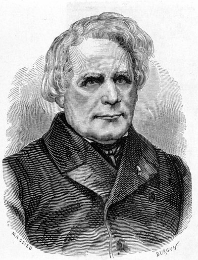 Portræt af Ruhmkorff Heinrich Daniel (1803 - 1877), bygmester af fysikinstrumenter (induktionsapparatet), tysk mekaniker og elektriker - i "" Videnskabens album; berømte videnskabsmænd; Store opdagelser””” 1896. af French School