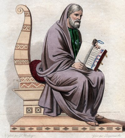 Portræt af Saint Gregory of Tours (538-594), fransk historiker og biskop af Tours. af French School