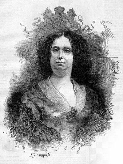 Portræt af Sophie Frederique Mathilde af Württemberg (1818-1877), dronning af Holland. Indgravering i "" Le Monde Illustré"" nr. 1053 af 16. juni 1877. af French School