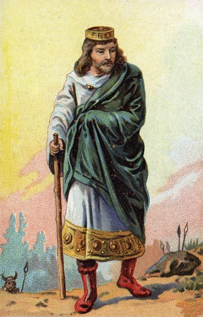 Portræt af Thierry III, frankernes konge fra 673 til 691. af French School