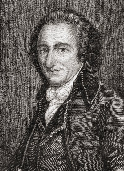 Portræt af Thomas Paine (1737-1809) (gravering) af French School