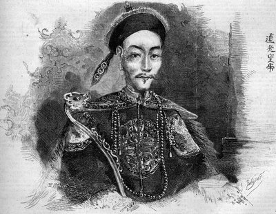 Portræt af Toa Kwang (Toa-Kwang eller Daoguang) (1782-1850), kejser af Kina fra Qing-dynastiet. Indgravering i "" Le Monde Illustré"" nr. 136 af 19. november 1859. af French School