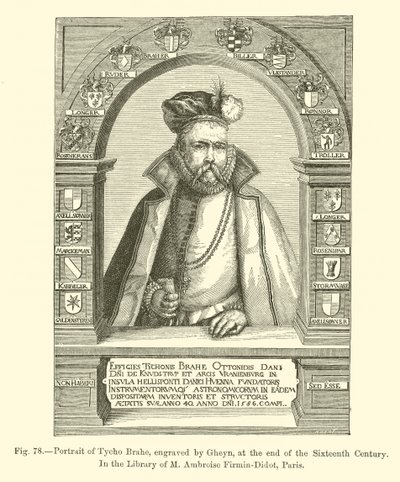 Portræt af Tycho Brahe, graveret af Gheyn, i slutningen af det sekstende århundrede (gravering) af French School