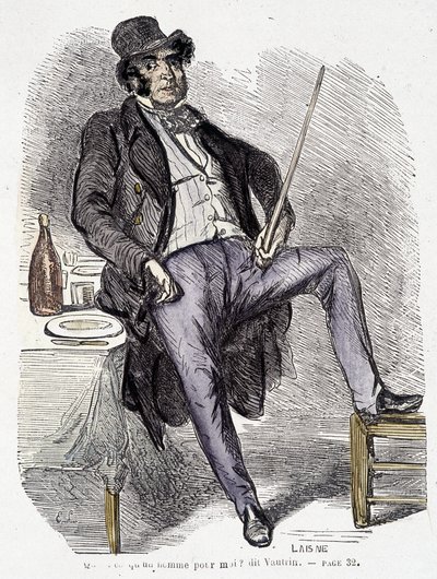 Portræt af Vautrin (figur inspireret af Vidocq) - i "Kurtisanernes pragt og elendighed" af Balzac. af French School