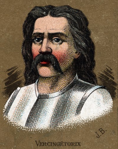 Portræt af Vercingetorix (72-46 f.Kr.), gallernes konge. Kromolitografi omkring 1890. af French School