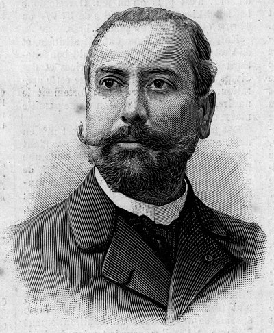 Portræt af Victor Theophile Liotard (1858-1916), fransk farmaceut og kolonial opdagelsesrejsende. Indgravering i "" Journal des Voyages"" af 29. januar af French School