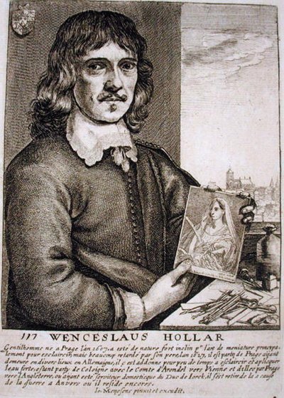 Portræt af Wenceslaus Hollar (1607-77) (gravering) af French School