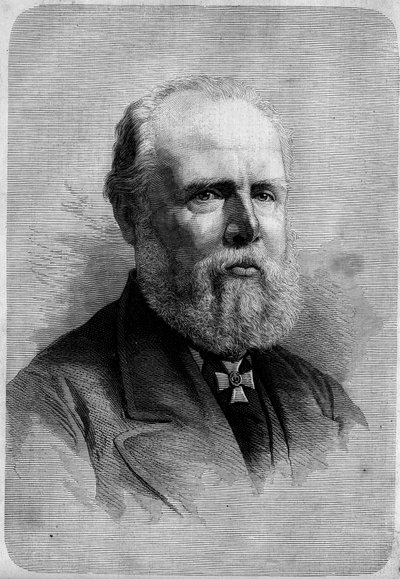 Portræt af Vilhelm III (1817-1890), konge af Holland. Indgravering i "" Le Monde Illustré"" nr. 1139 af 25. januar af French School