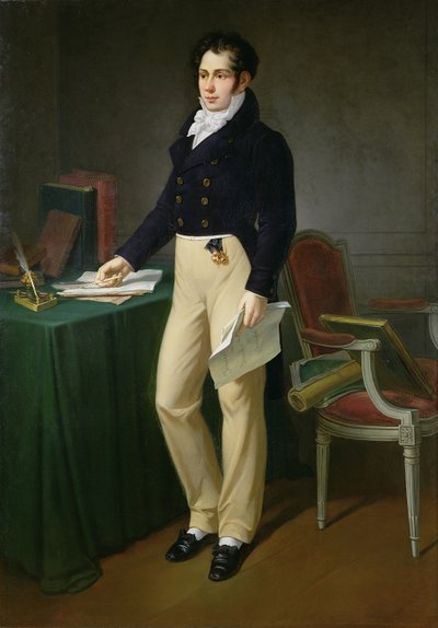 Portræt af en ung mand med Journal des Sourds-Muets et Aveugles, ca. 1830-40 af French School