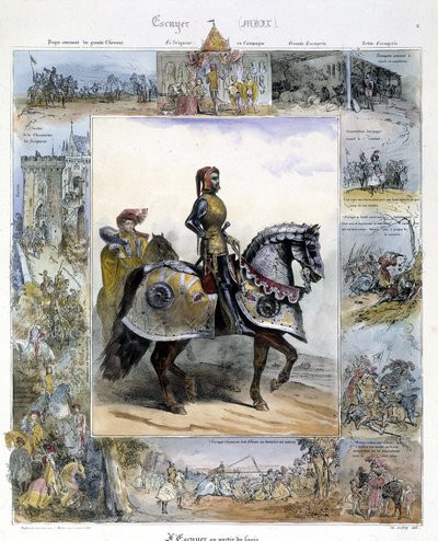 Portræt af en Ecuyer i "Picturesque History of Ancient and Modern Riding" af Charles Aubry af French School