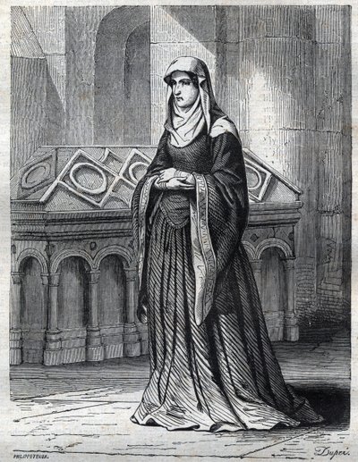 Portræt af den benediktinerske nonne, der ville have været elskerinde og søster til pave Gregoire XII og mor til Eugene IV (Gabriele Condulmer 1383-1447). Indgravering i "" Pavernes historie (...) Dronningkongens og kejsernes forbrydelser gennem århundrede af French School