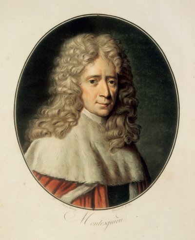 "Portræt af den franske filosof og politiske mand Charles de Secondat, Baron de la Brede og Montesquieu af French School