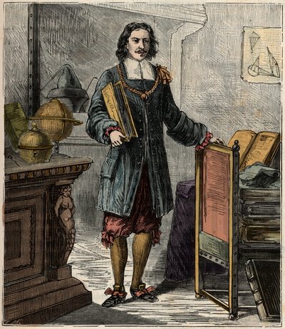 Portræt af den tyske ingeniør og fysiker Otto von Guericke (1602-1686) - Portræt af Otto von Guericke (Otto de Guericke af French School