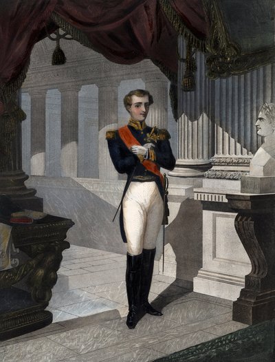 Portræt af kongen af Rom Napoleon II, hertug af Reichstadt (1811-1832) søn af kejser Napoleon I (1769-1821)" Gravering af Pernel af French School