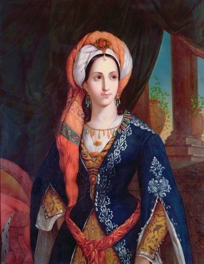 Portræt af skuespillerinden Mlle Rachel i rollen som Roxanne for stykket Bajazet af Jean Racine (1639-99) af French School