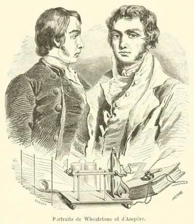 Portrætter af Wheatstone og Ampere af French School