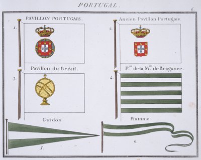 Portugisiske flag, fra en fransk bog med flag, ca. 1819 af French School
