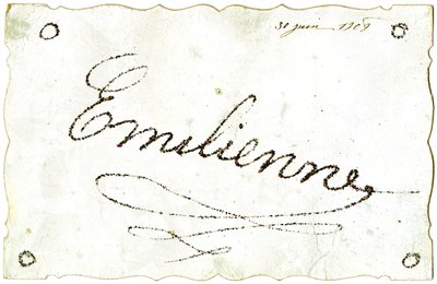 Postkort: Emilienne, dateret 30. juni af French School
