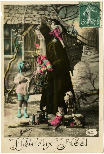 Postkort: Glædelig jul, Mary (trykt papir) af French School
