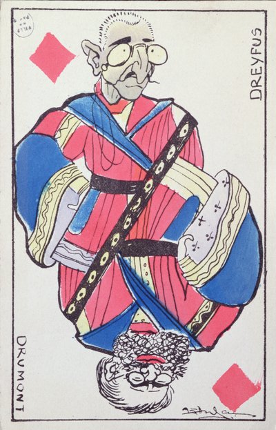 Postkortkarikaturer af Alfred Dreyfus (1859-1935) og Edouard Drumont (1814-1917), slutningen af det 19. århundrede af French School