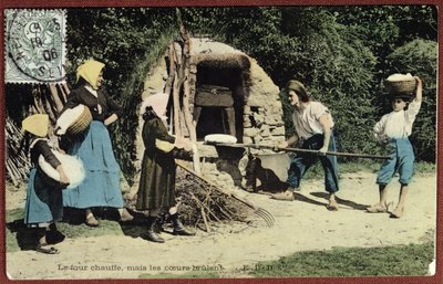 Postkort med en fællesovn, 1906 af French School