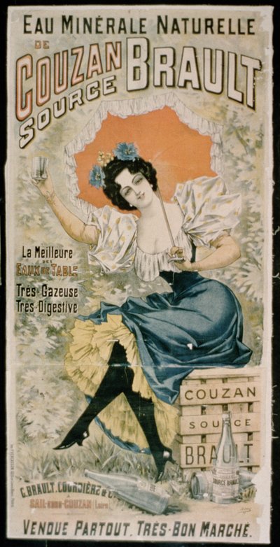 Plakat reklame Brault Natural Mineral Water fra Couzan af French School