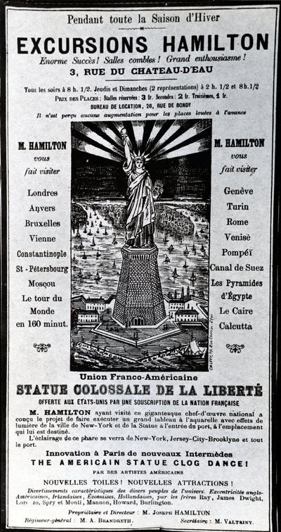 Plakat reklame udflugter Hamilton, ca. 1890 af French School