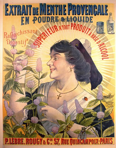 Plakatreklame Extrait de Menthe Provencale French Digestive af French School