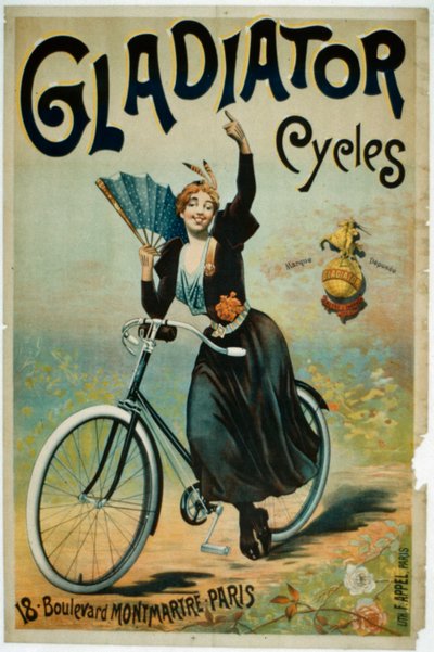 Plakatannoncering Gladiator Cycles, Boulevard Montmartre, Paris af French School
