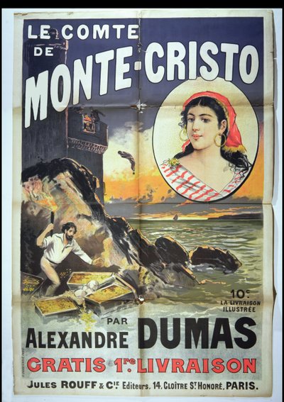 Plakatreklame for Greven af ​​Monte Cristo af Alexandre Dumas Pere (1802-70) af French School