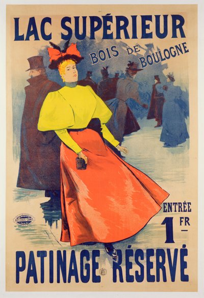 Plakat, der reklamerer for en skøjtebane på Lac superieur i Bois de Boulogne af French School
