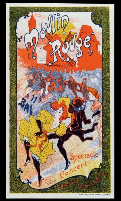 Plakat, der reklamerer for Moulin Rouge, ca. 1890-1900 af French School