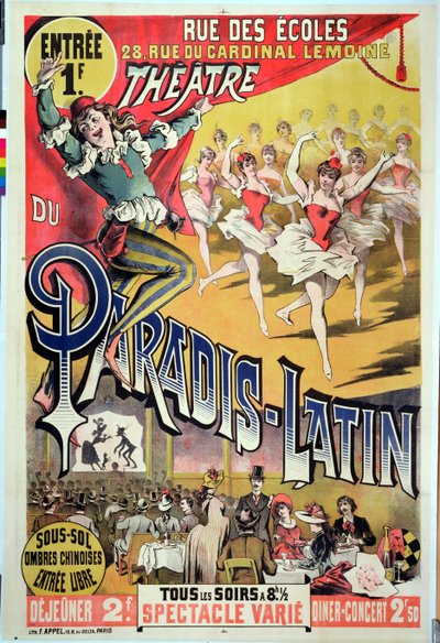 Plakat for Theatre du Paradis Latin, ca. 1880-90 af French School