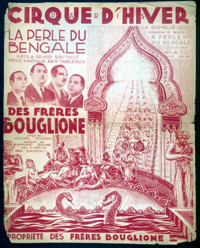 Plakat til showet af brødrene Bouglione "The Pearl of Bengal"" på Cirque d
