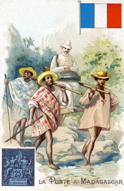 Postbud, der leverer post på Madagaskar, slutningen af det 19. århundrede af French School