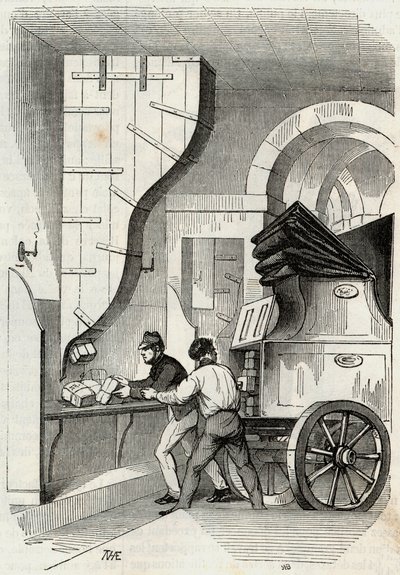 Indlæg: indlæsning af bagagerumsstolpen - Indgravering i "Tableau-de-Paris" af Edmond Texier 1852 af French School
